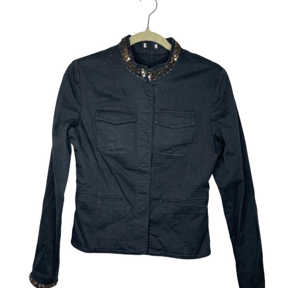 Kohl's Beaded Cotton Blend‎ Black Jacket